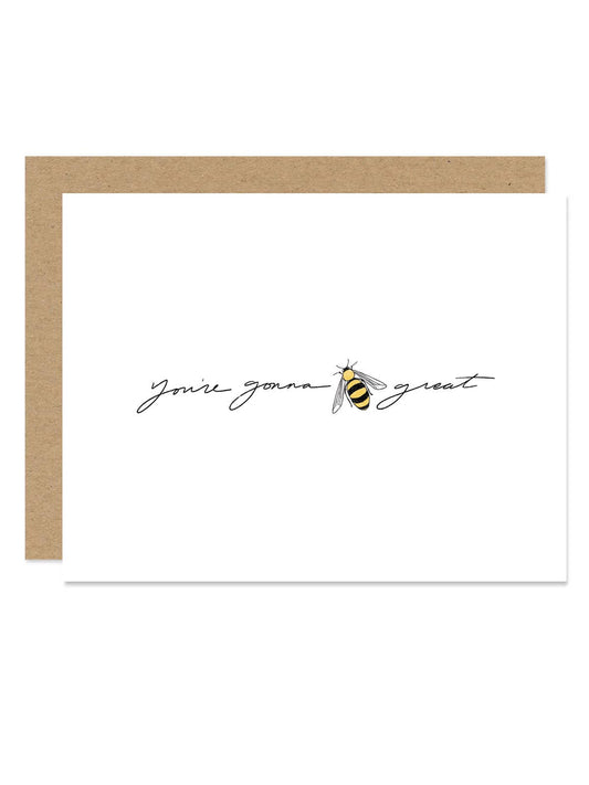 Yellow encouragement card with bee design and “You’re Gonna Bee Great” text, paired with a Kraft envelope.