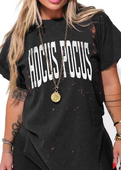 HOCUS POCUS BLEACHED OUT SIDE SLIT TEE
