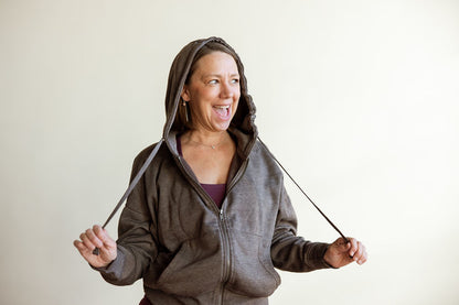 Fleece Hoodie Jacket with Tapered Sleeves