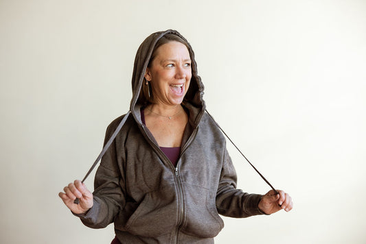 Fleece Hoodie Jacket with Tapered Sleeves