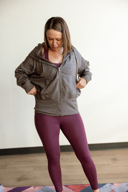 Fleece Hoodie Jacket with Tapered Sleeves