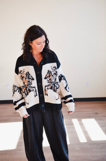 Wild Mustang Horse Cardigan