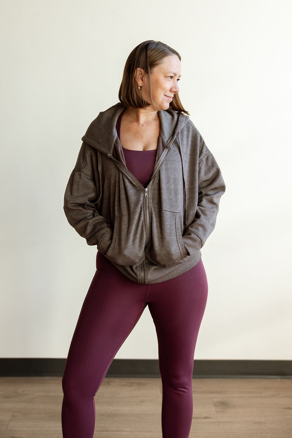 Fleece Hoodie Jacket with Tapered Sleeves