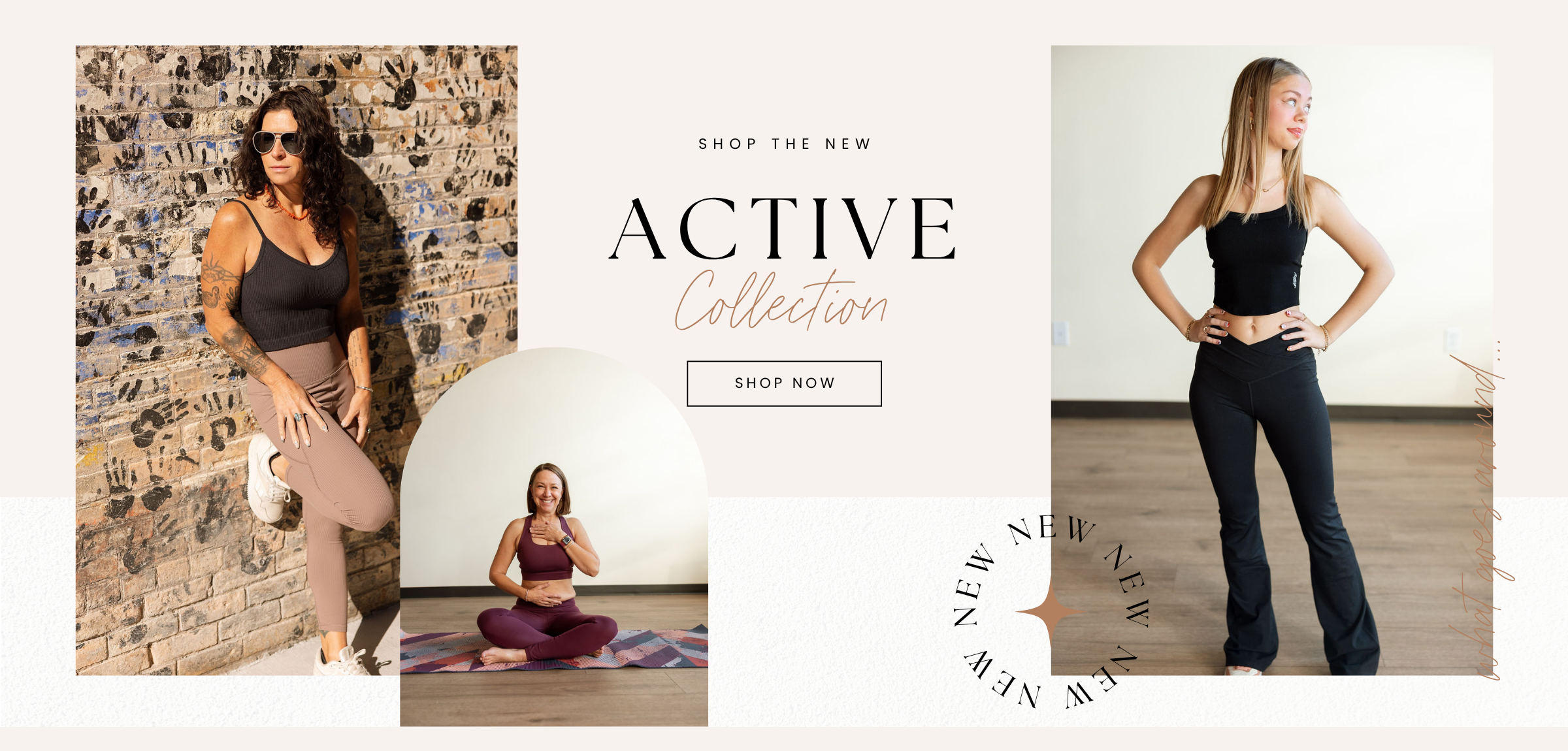 Promotional banner for the Active Collection featuring women in workout attire.