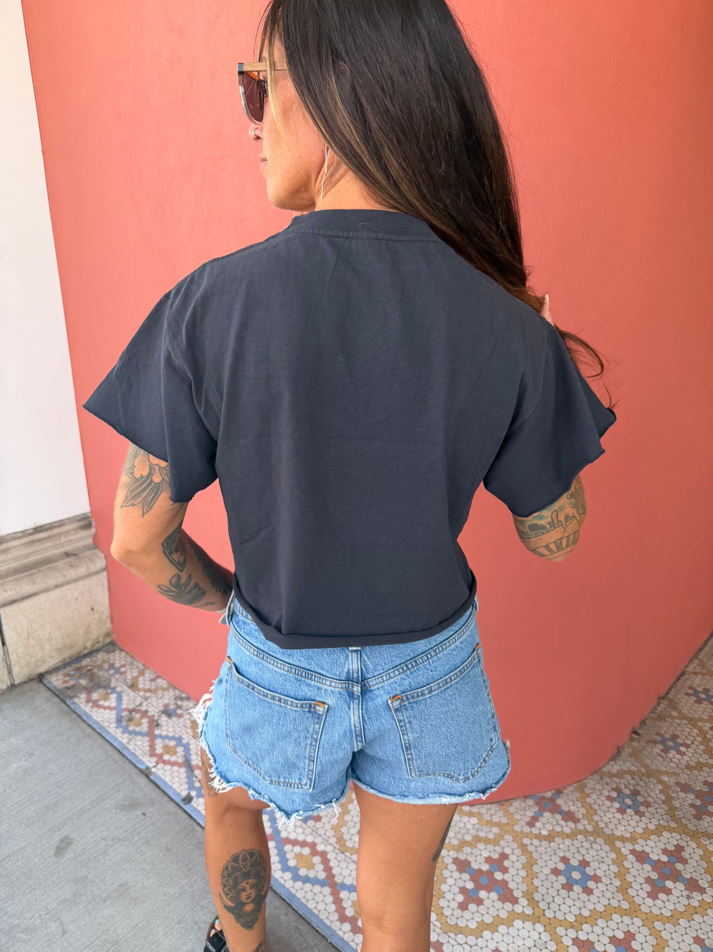 Cropped Limited Edition Blacked Out Graphic Tee