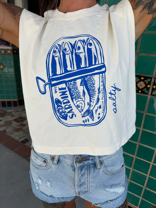 Salty Sardines Cropped Muscle Tank