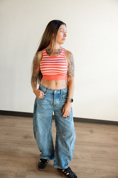 Good Luck Mid Rise Barrel Jean