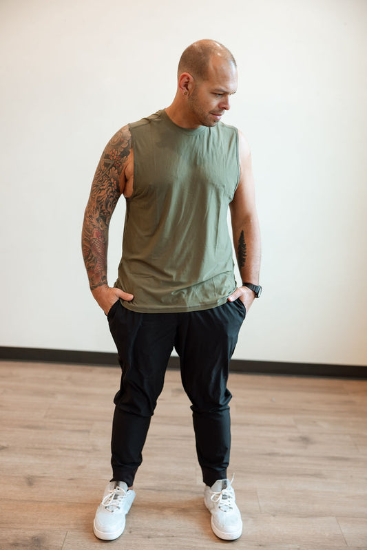 Core Performance Muscle Tank- Military Green