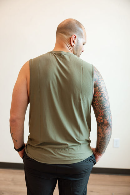 Core Performance Muscle Tank- Military Green